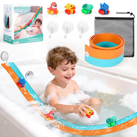 SunRiMax 5ft bath track laid in tub for engaging race-time play