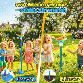 SunRiMax base placement keeps the bubble fountain steady on flat ground.