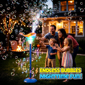 SunRiMax bubble fountain pouring wide bubbles ideal for backyard parties.