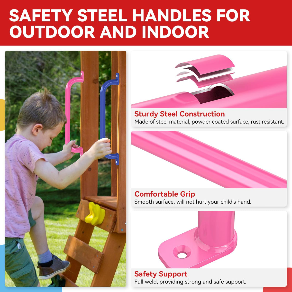 SUNSHINE FARMRE blue handle stands out with durable metal design for outdoor play