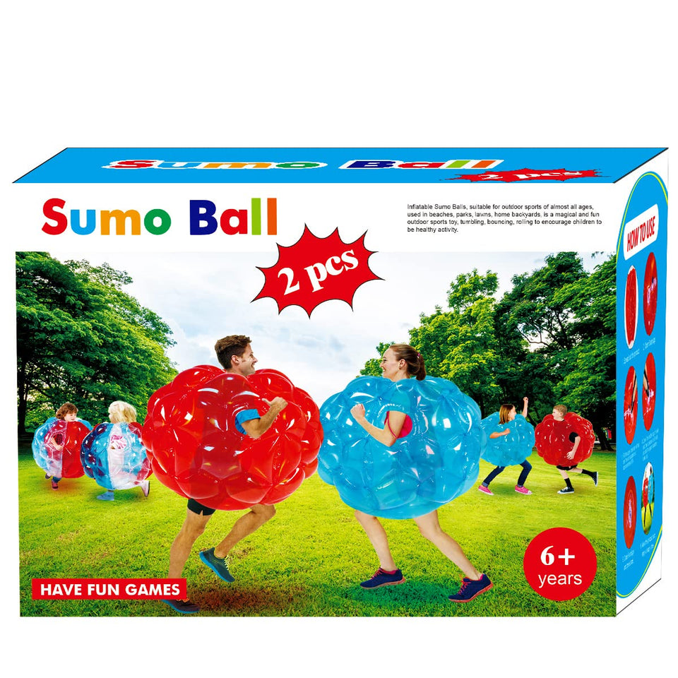 Sunshinemall 2-pack bumper balls front view in red and blue for outdoor family play