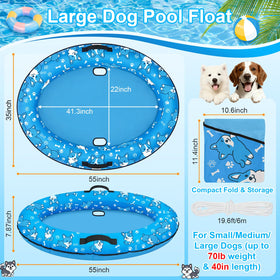 Sunwinx dog pool float with rope handle facilitates easy pushing and retrieval.