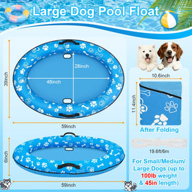 Sunwinx dog pool float 59x39 inches supports dogs up to 100 lbs safely.