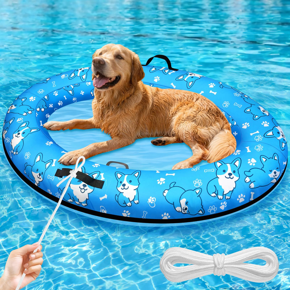 Sunwinx large-dog-pool-float-55x35-blue offers stable buoyancy for larger dogs.