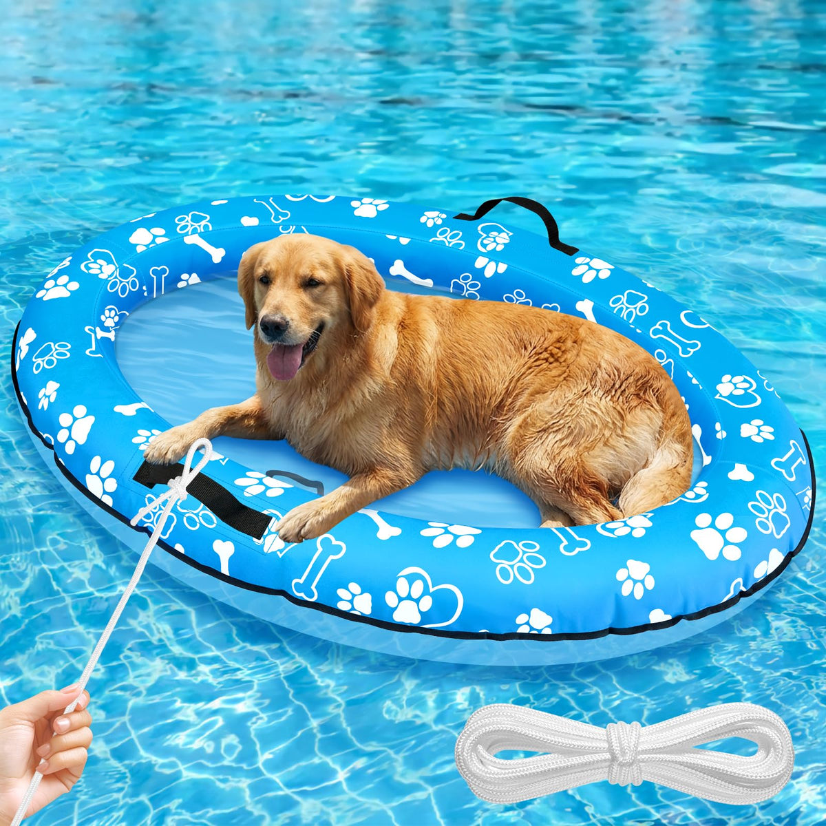 Sunwinx large dog pool float shows tough material for durable water play.