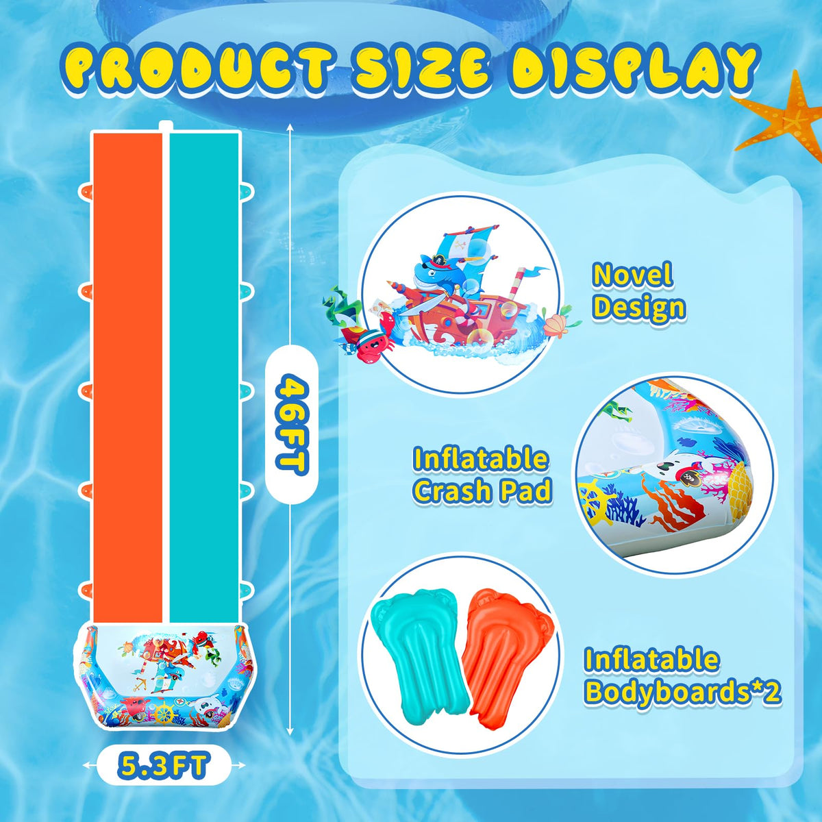 Suonncudst giant inflatable water slide with two bodyboards for shared rides
