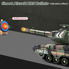 Supdex 1:24 RC Tank cockpit-detail image, highlights realistic control layout for kids.