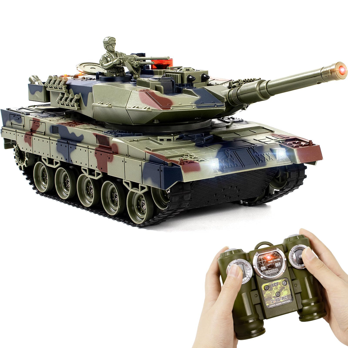 Supdex 1/24 RC Tank front view ideal for compact indoor battles