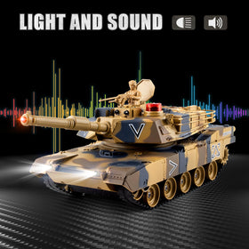 Supdex 1/24 RC Tank lights and sounds enhance realism in dim rooms.