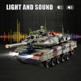 Supdex 1/24 RC Tank with sound effects captures action and recoil during firing