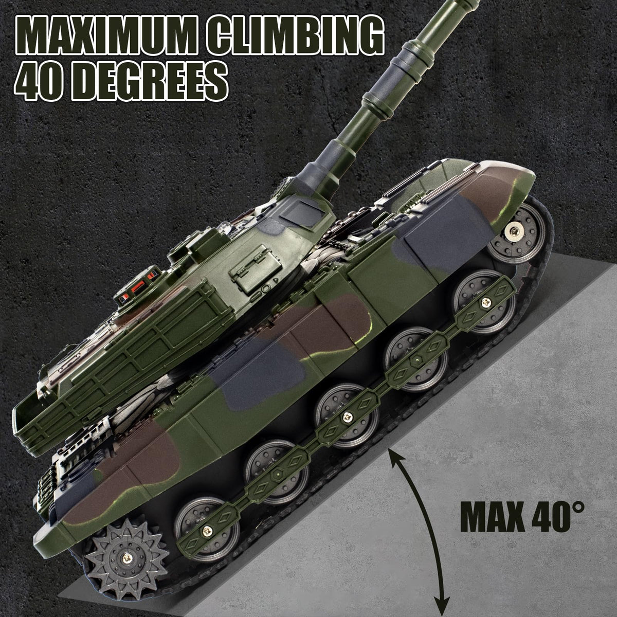 Supdex 1/28 RC Battle Tank side view for dramatic skirmishes