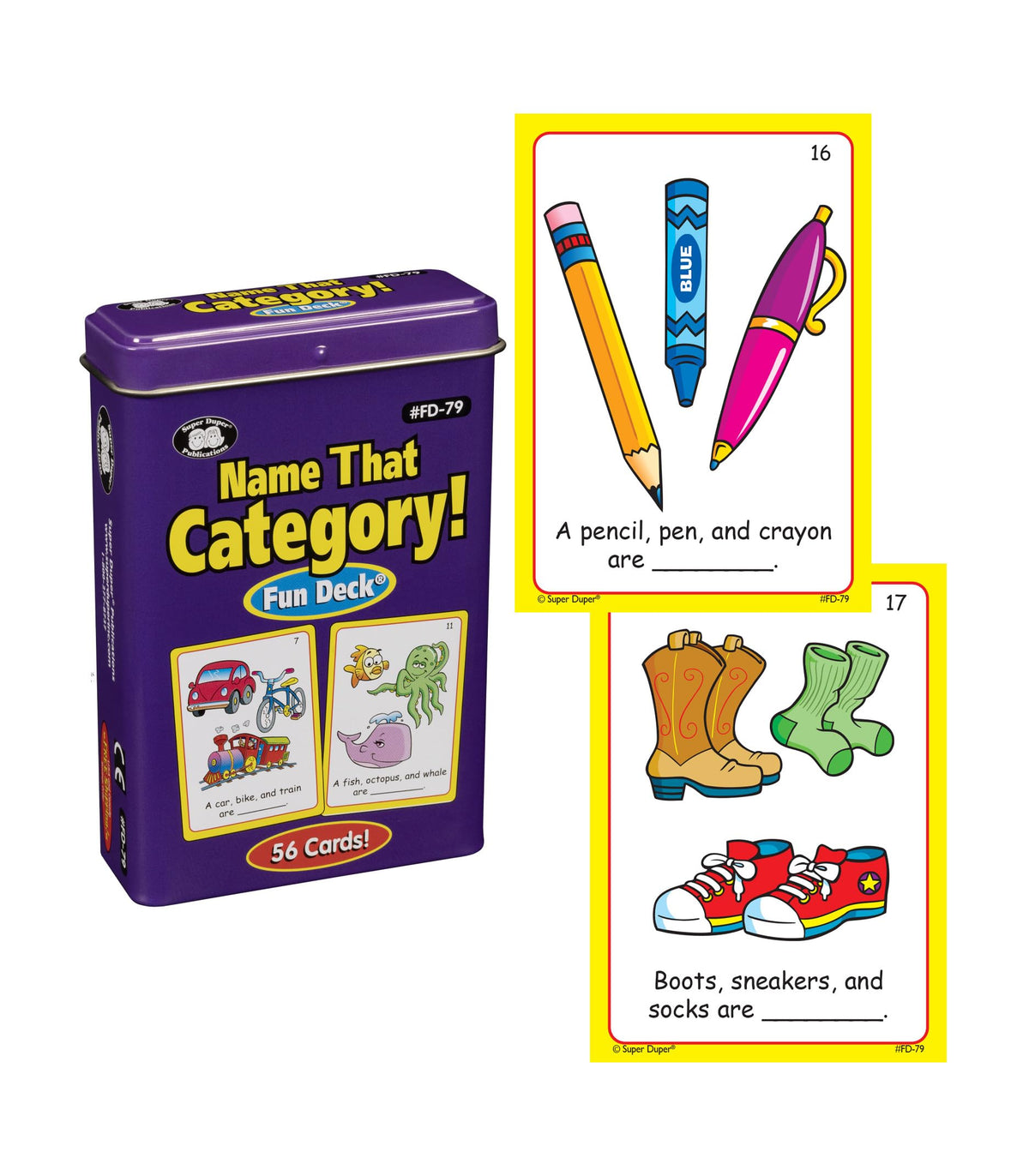 Name That Category Deck cards spread displaying varied illustrations that spark descriptive practice.