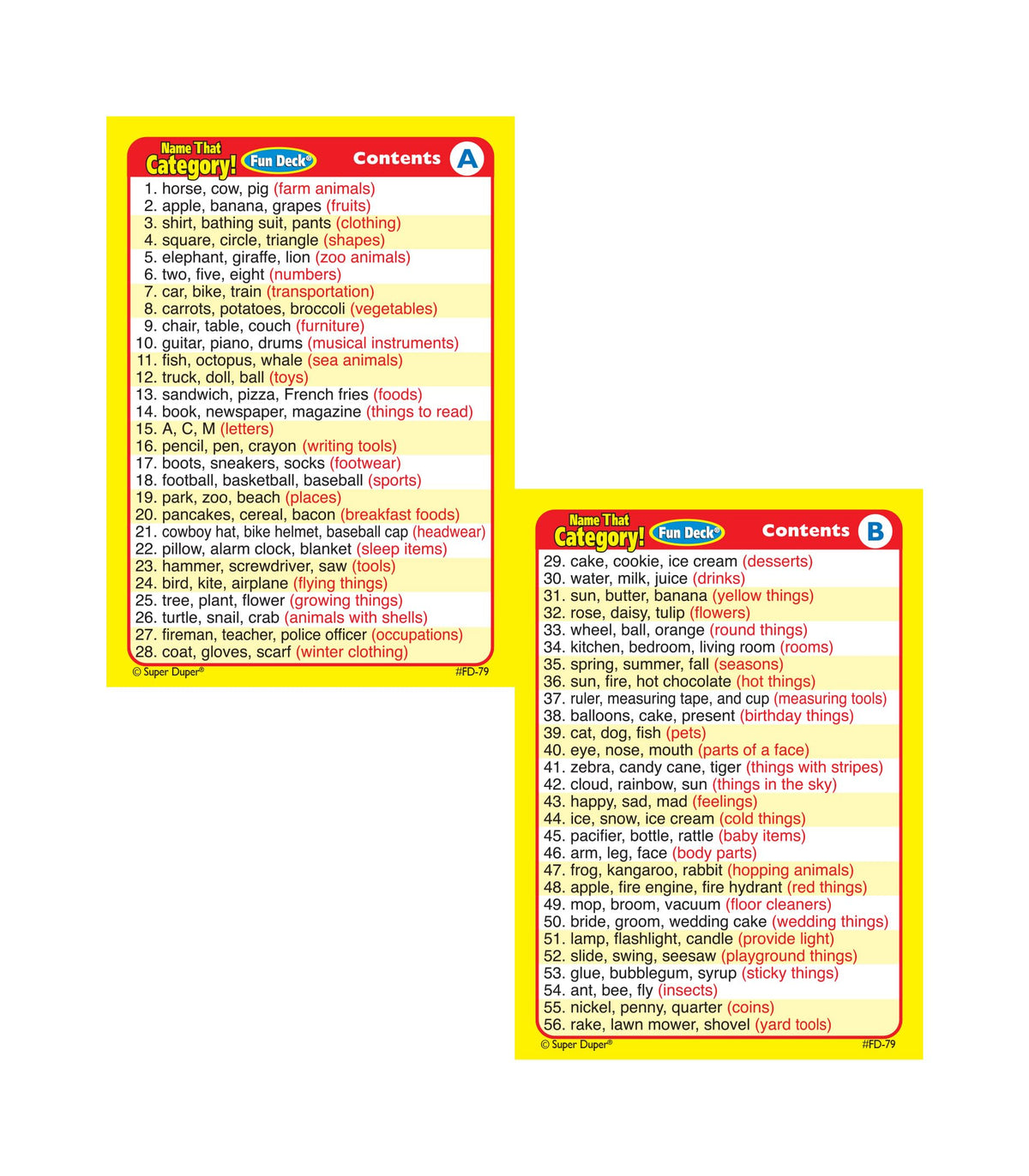 Name That Category Deck kids describe and categorize through play.