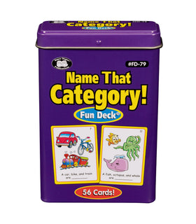 Super Duper Publications Name That Category Deck front cover with colorful flash cards for organization.