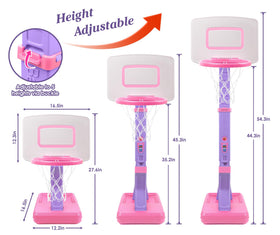 SUPER JOY pink toddler basketball hoop height adjustment grows with your child.