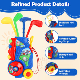 SUPER JOY Toddler Golf Set compact design ideal for trips and parks.