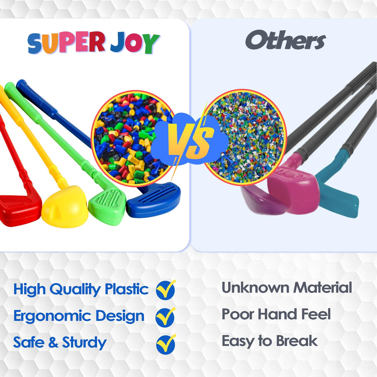 SUPER JOY Toddler Golf Set flag and hole for engaging goal-based play.