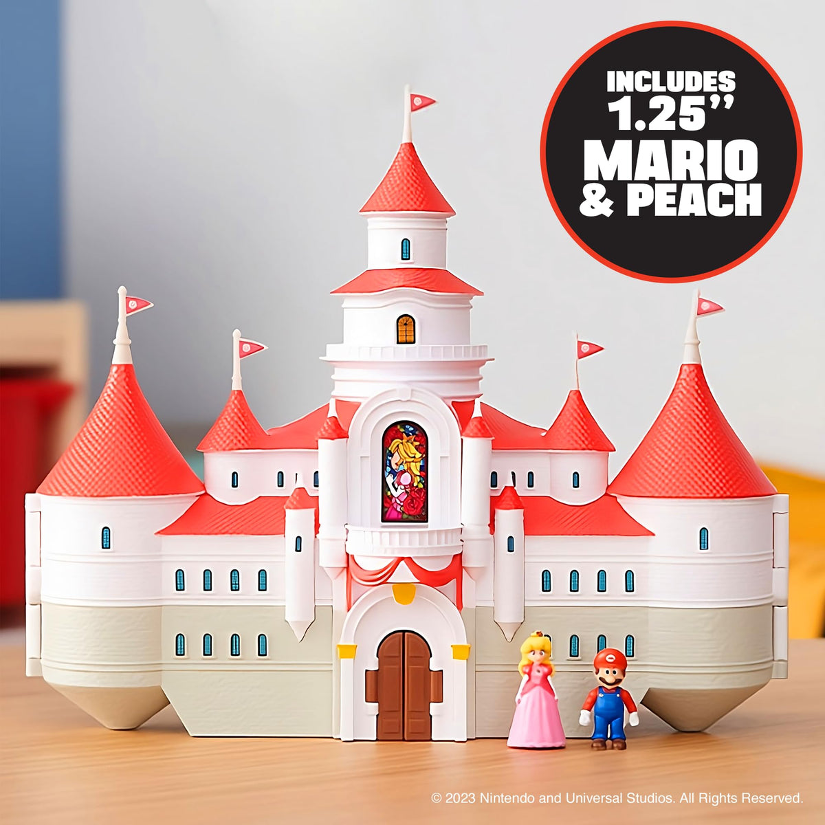 Super Mario Bros Mushroom Kingdom Castle interior opened for dramatic play