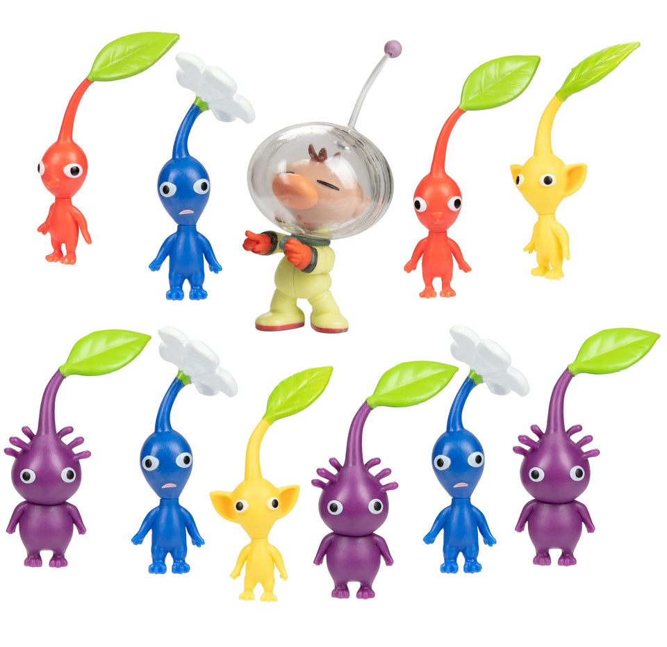 Super Mario Captain Olimar Pikmin set figures for display or play.