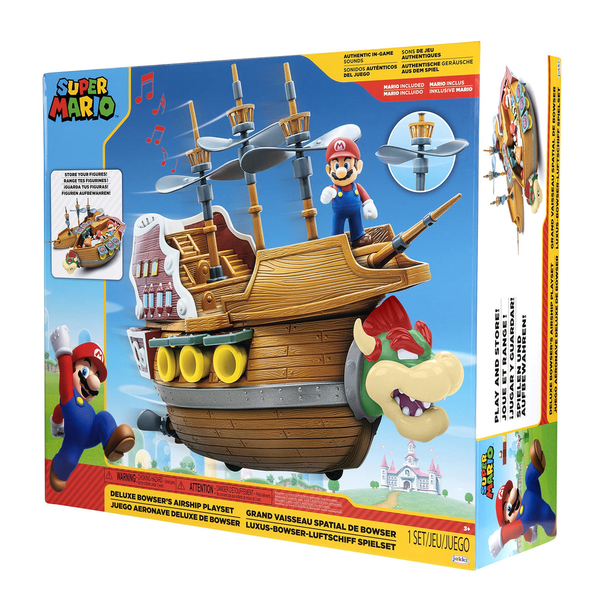 Detailed graphics and branding enhance display and imaginative play.
