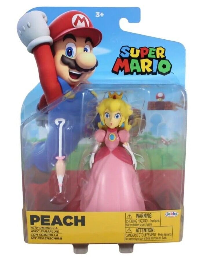 Super Mario Princess Peach with Umbrella figure ideal for display and imaginative play