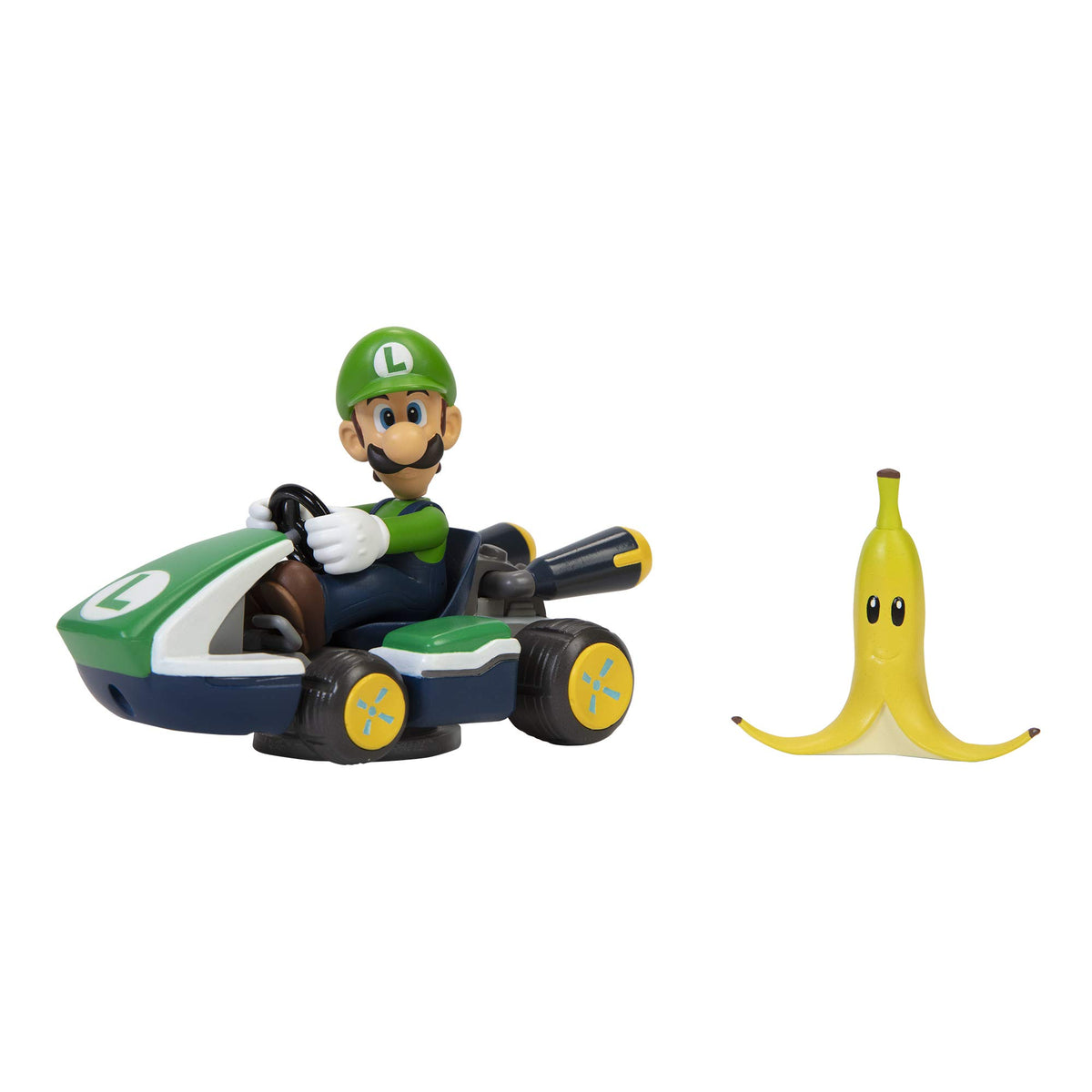 Super Mario Spin Out Luigi racer bright colors appealing to fans.