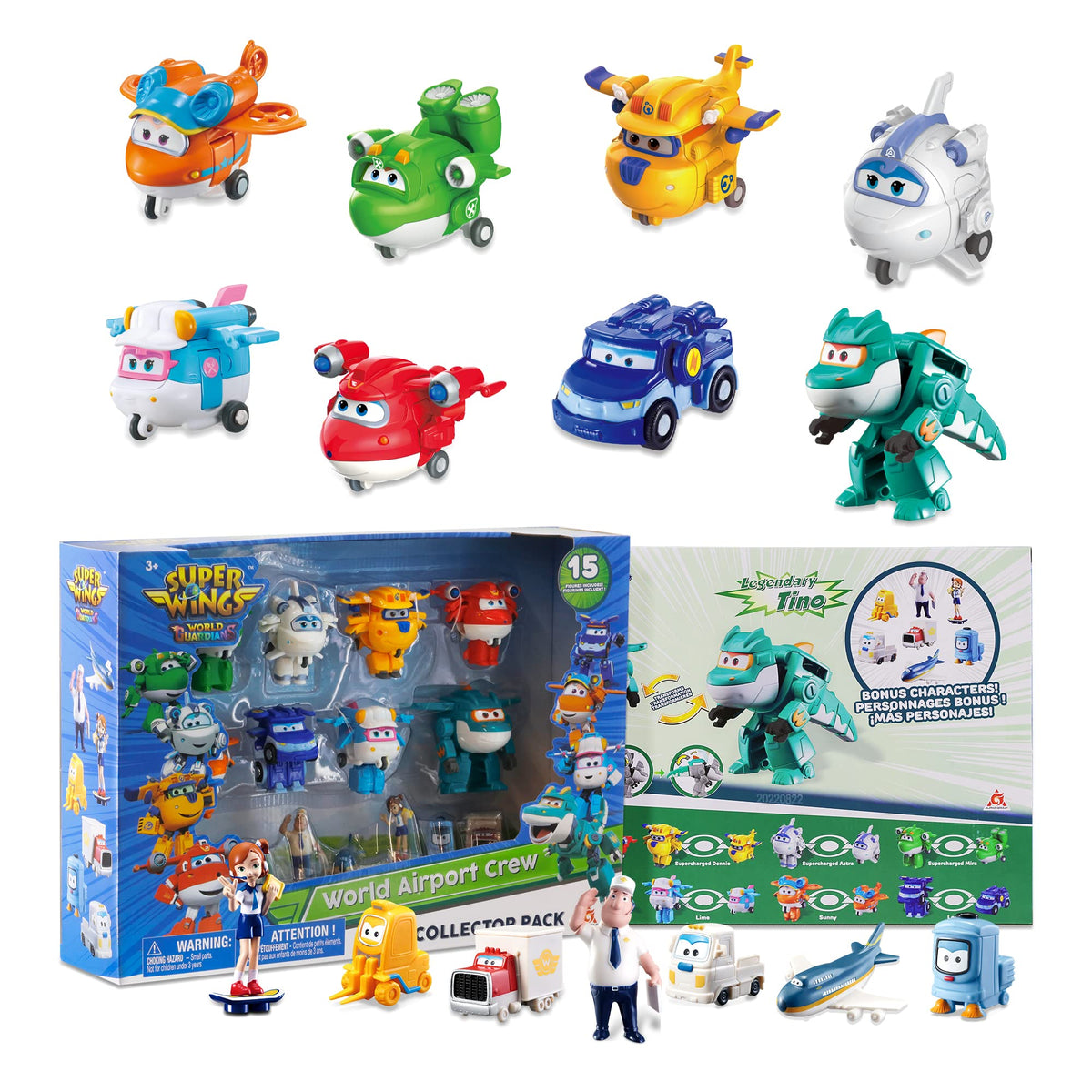 Super Wings 15-pack world airport set showcases durable, kid-friendly transforming play for birthday gifts.