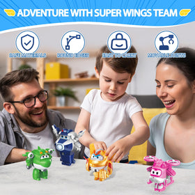 Super Wings Golden Boy transform-a-bot figure for bold missions.