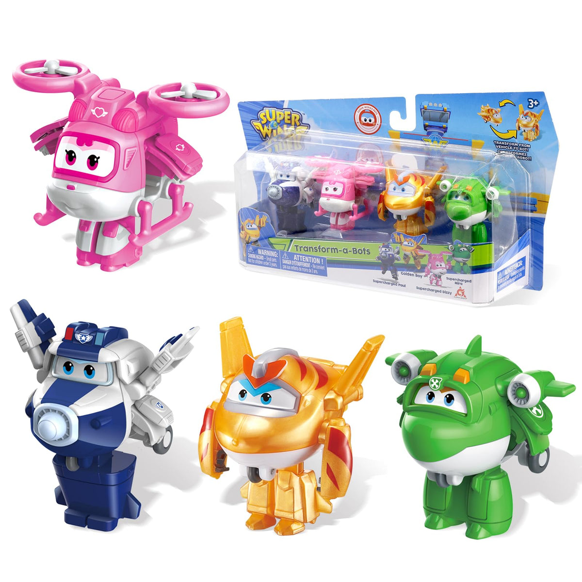 Super Wings Paul transform-a-bot figure ready for imaginative missions.
