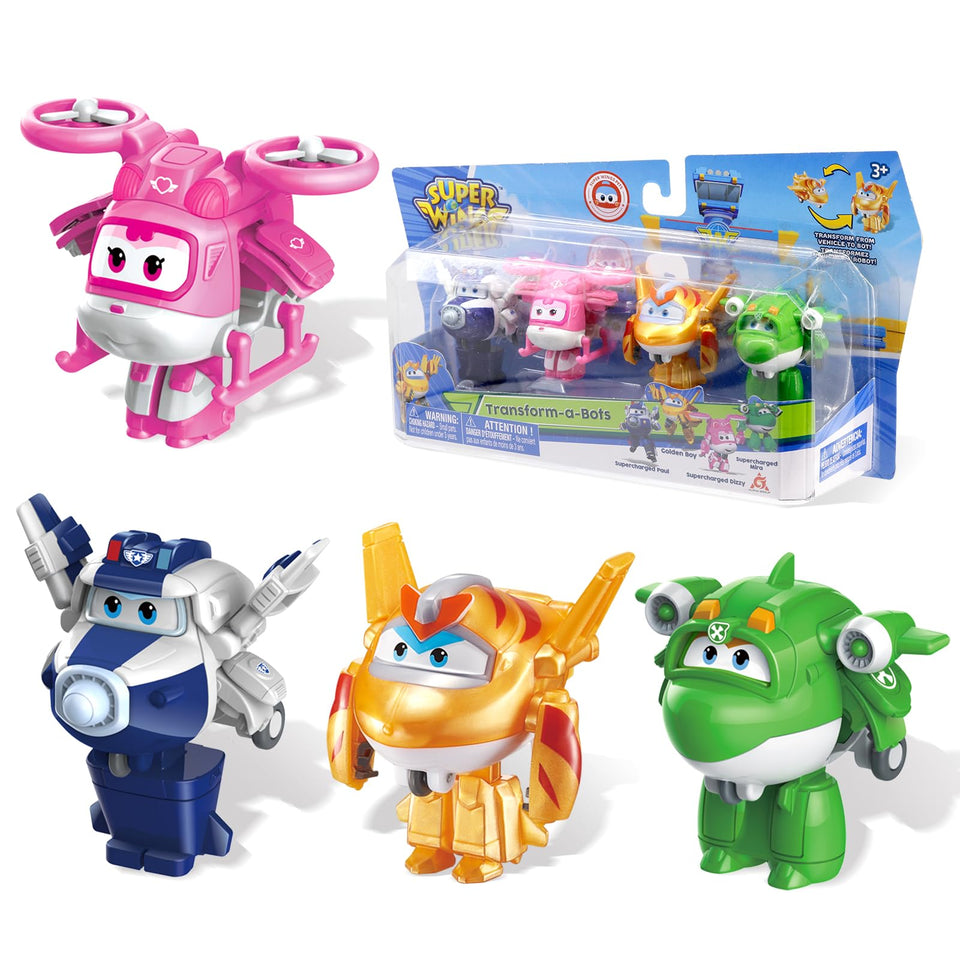Super Wings Paul transform-a-bot figure ready for imaginative missions.