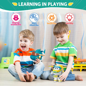 Super Wings family bonding playtime promotes shared learning and fun.