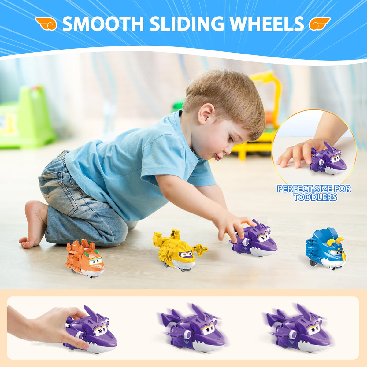 Super Wings four-pack collectible showcases all characters for imaginative play.
