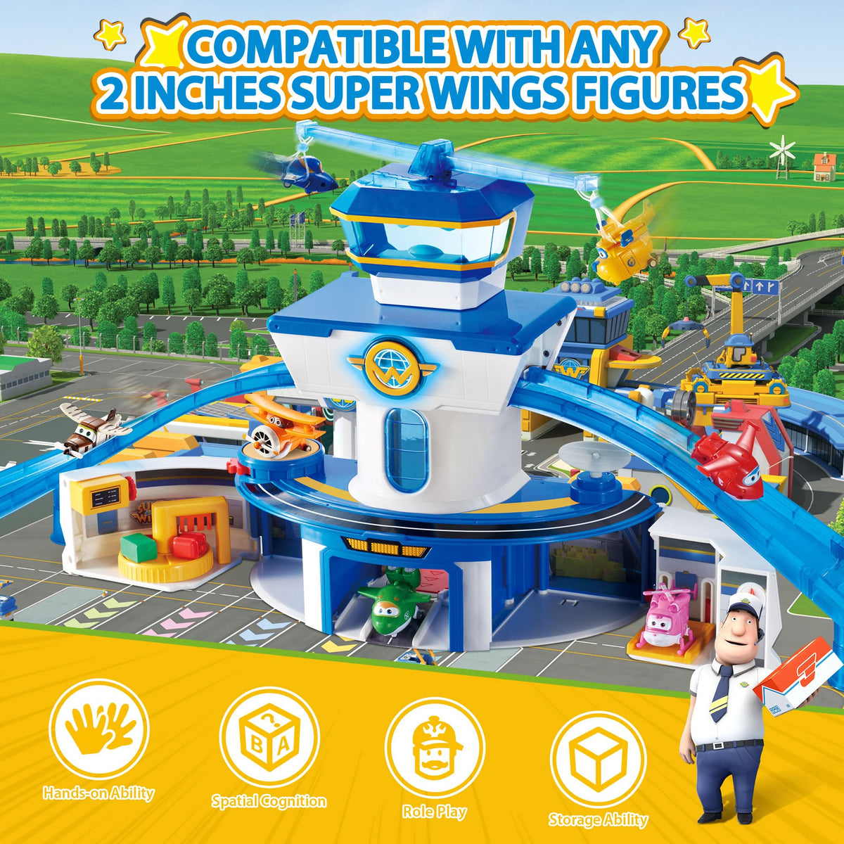 Super Wings Jett figure transforms from robot to plane for dynamic play.