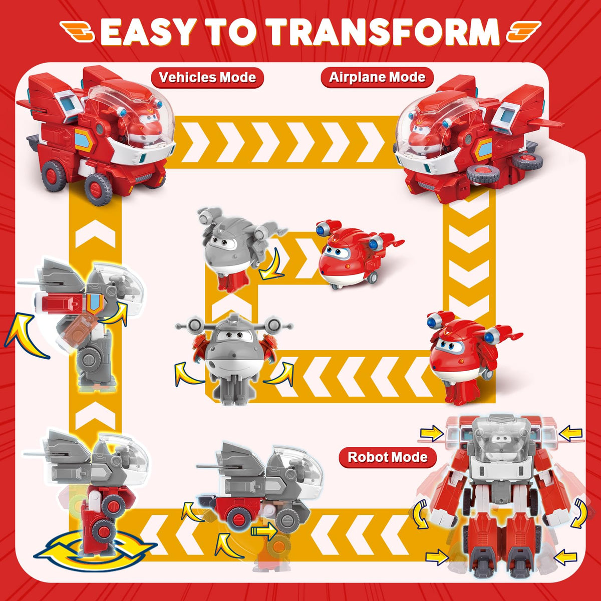 Super Wings Jett's 7-inch robot side profile for action-packed play