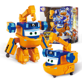 Super Wings Marty airplane transforming figure in flight mode sparks imaginative play.