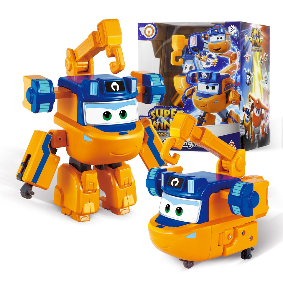 Super Wings Marty airplane transforming figure in flight mode sparks imaginative play.