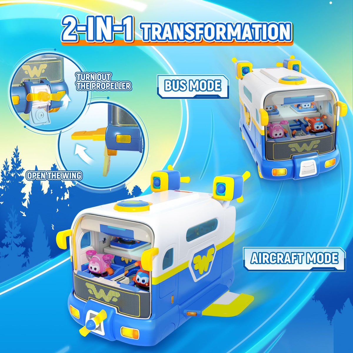 Jett figure from Super Wings Mini Base supports action-packed missions