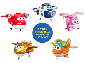 Super Wings Paul transforming plane to robot supporting storytelling and missions