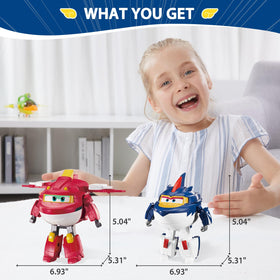 Super Wings playset packaging shows easy setup and storage.