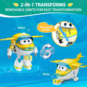 Super Wings rescue-bots toy in action showing quick mode conversion.