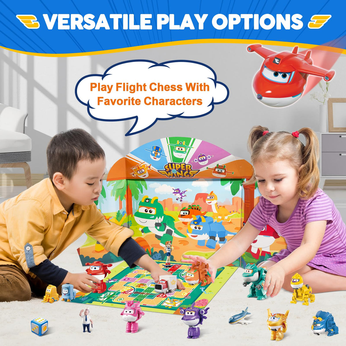 Super Wings Sally 2-inch figure supports pretend rescue missions