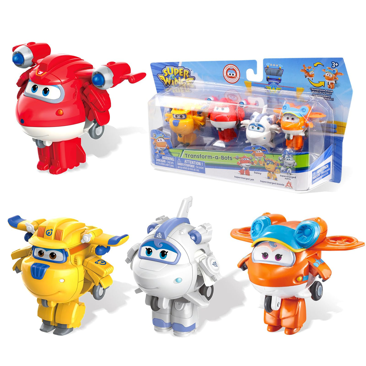 Super Wings Transform-a-Bots 4-Pack box for imaginative play.