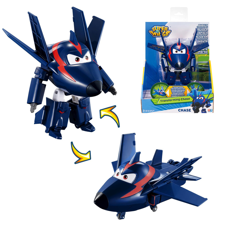 Super Wings transformable chase airplane toy promotes imaginative play and storytelling adventures.