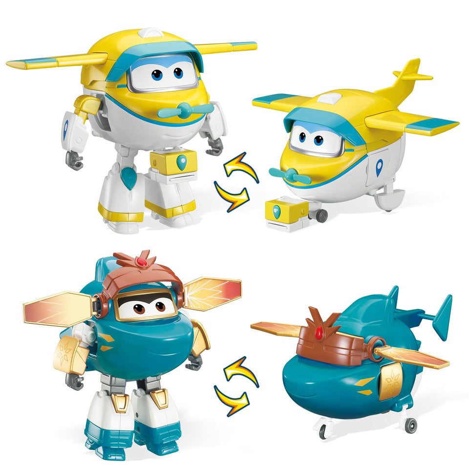 Super Wings transformable toy playset plane-robot in action for imaginative play.