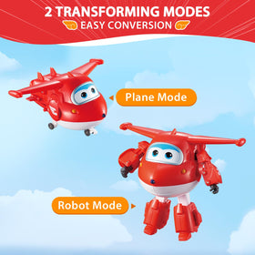 Super Wings Jett in robot form promoting problem-solving through transformation