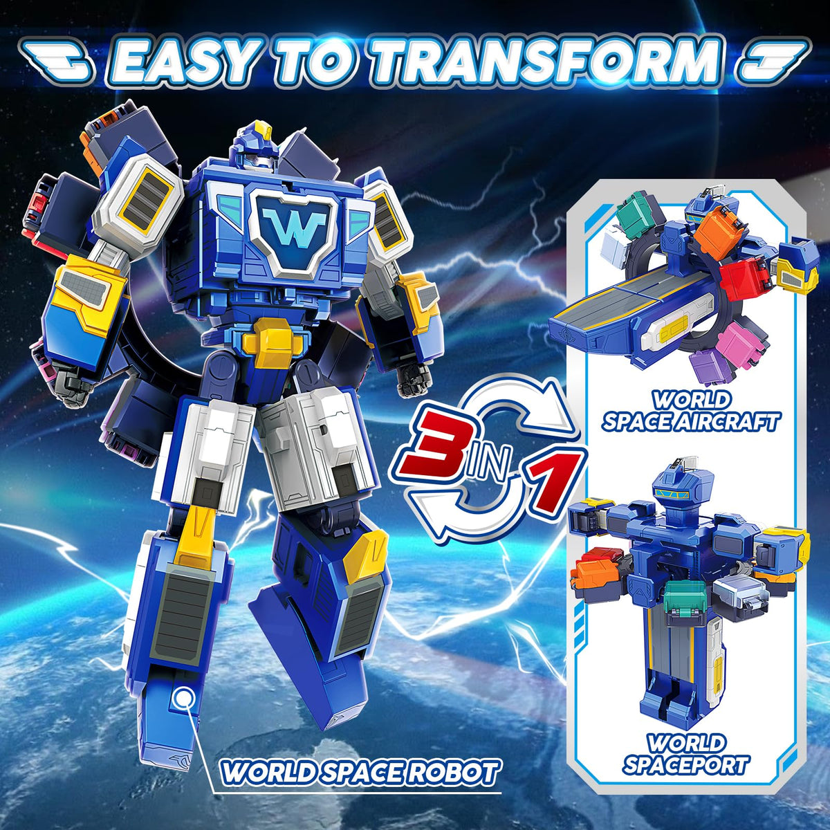 Super Wings transforming toy in space aircraft mode for adventurous roleplay.