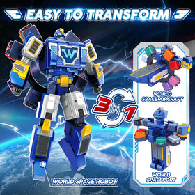Super Wings transforming toy in space aircraft mode for adventurous roleplay.