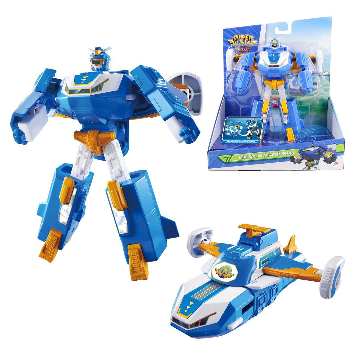 Super Wings World Aircraft transforms into World Robot for imaginative play