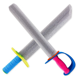 Super Z Outlet foam sword with blue handles and yellow accents for vibrant battle games.
