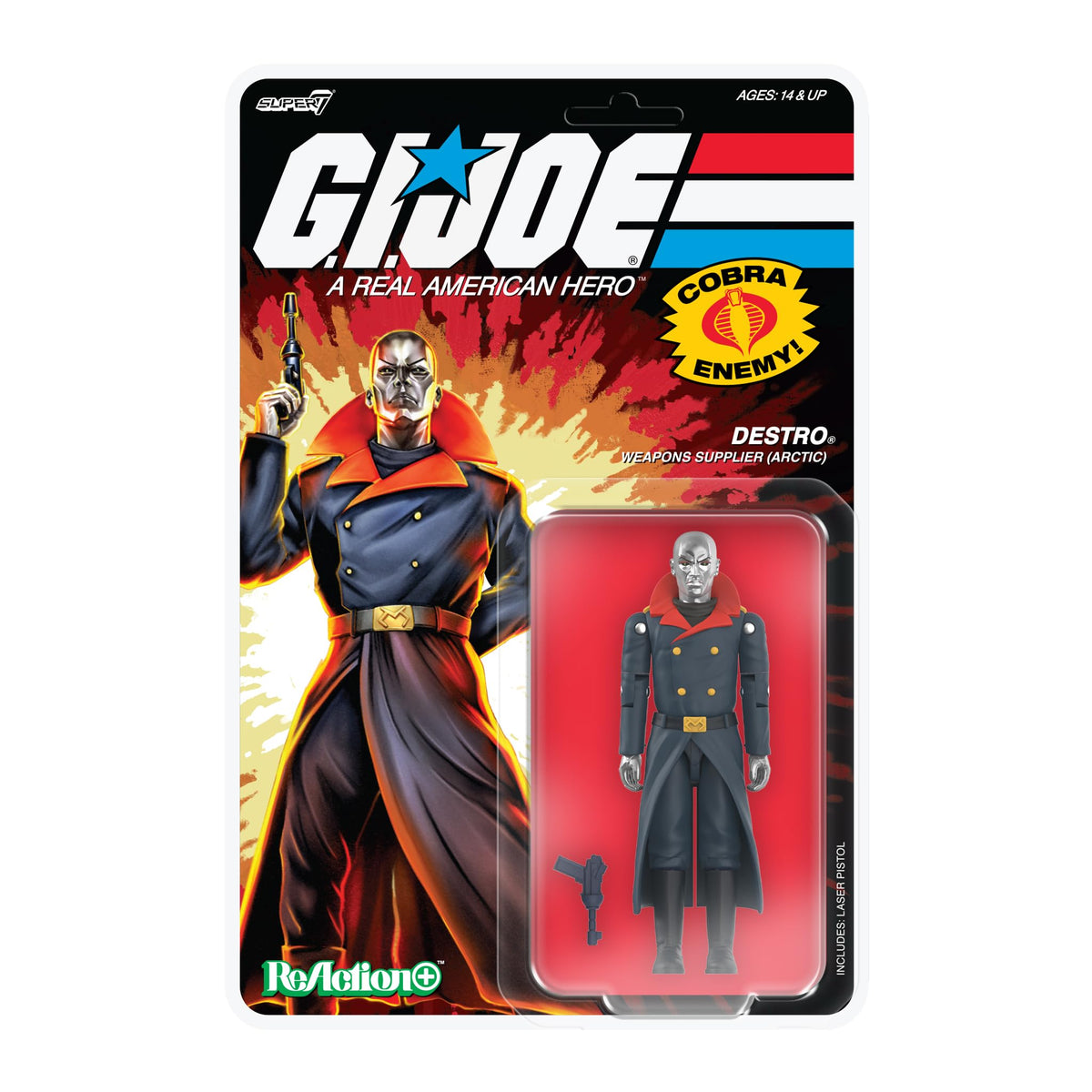 Super7 Arctic Destro with pistol accessory ready for dynamic display and storytelling.